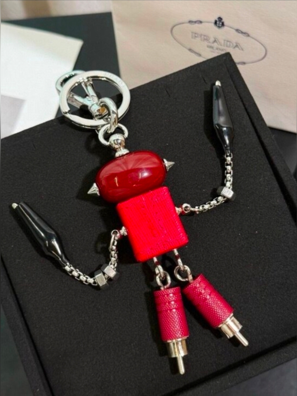 PRADA Triangle Logo Robot Keychain Bag Charm - Picture 3 of 7